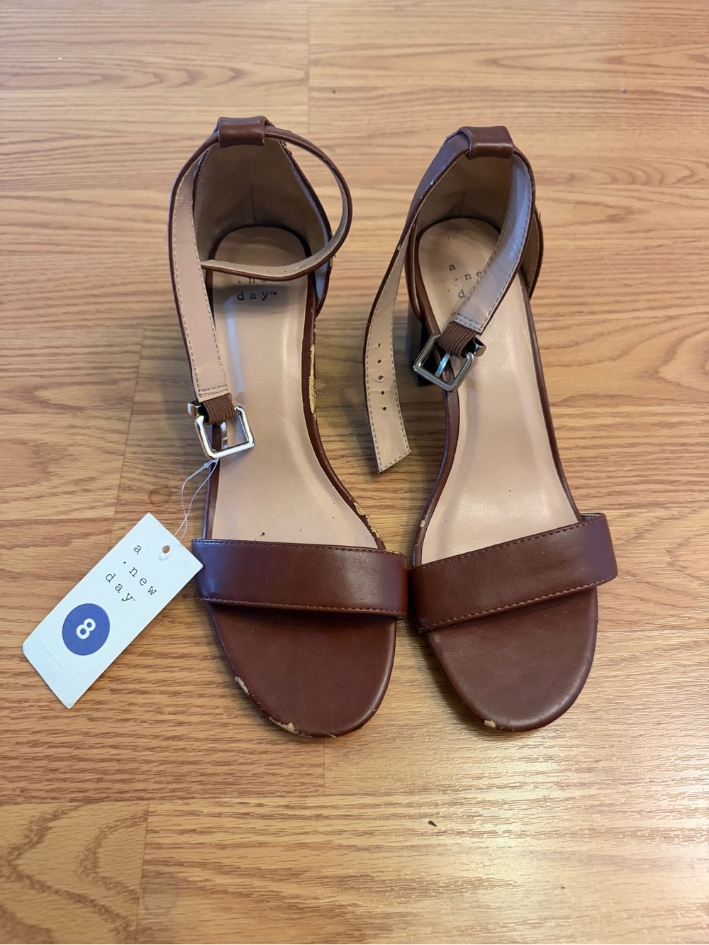 a new day Brown Open-Toe Ankle Strap Heels